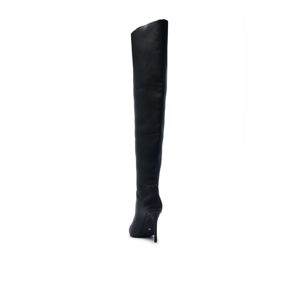 NWT Azalea Wang Elegant Black Over-the-Knee Boots with Silver Studs - Picture 7 of 11